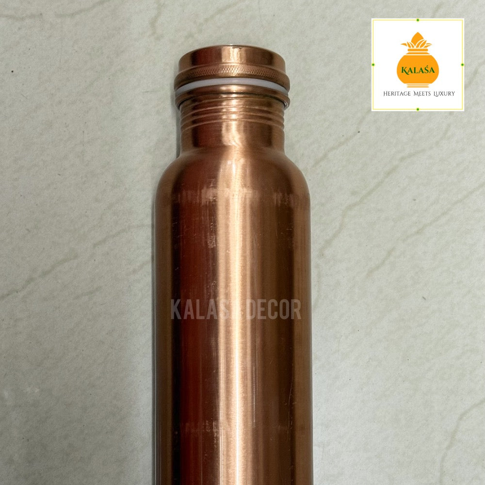 1L Pure Copper Water Bottle with Copper Cap – Ayurvedic Wellness Bottle | Kalasa Decor