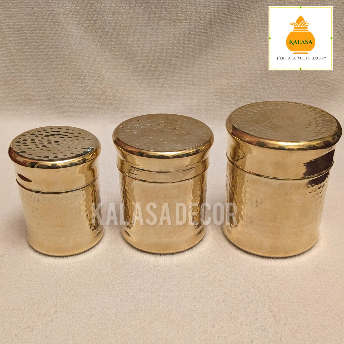 3-Piece Hammered Brass Storage Box Set – Pure Brass Inside & Out | Elegant Multi-Purpose Containers