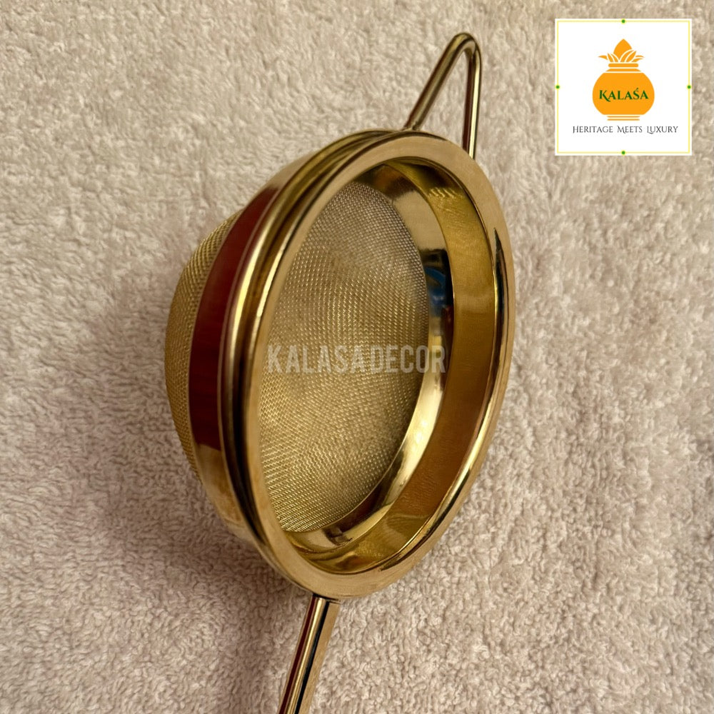 Handcrafted Brass Tea Strainer with Detachable Mesh – Easy to Clean | Kalasa Decor