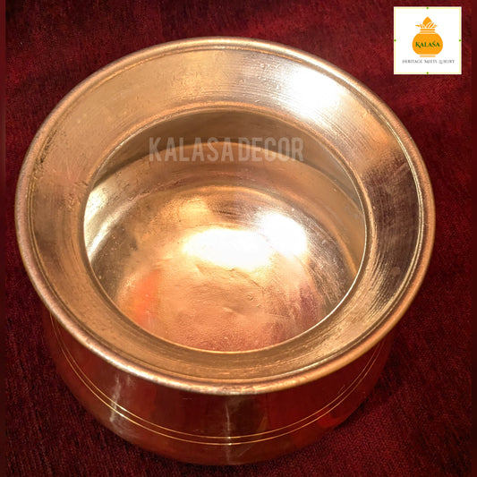Traditional Brass Rice Pot with Kalai Coating – Festival Cookware for Pongal, Pooja & Daily Use | Kalasa Decor