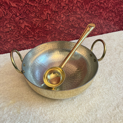 Handcrafted Brass Kadai with Kalai Coating (22cm dia)