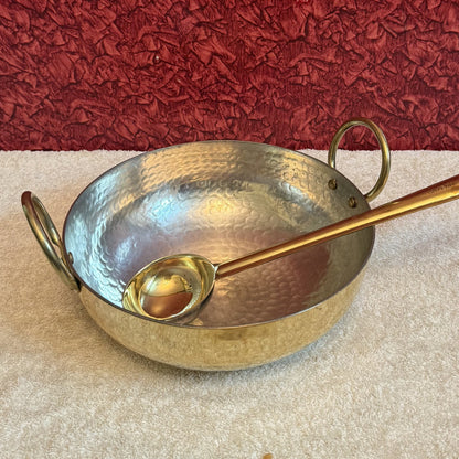 Handcrafted Brass Kadai with Kalai Coating (22cm dia)