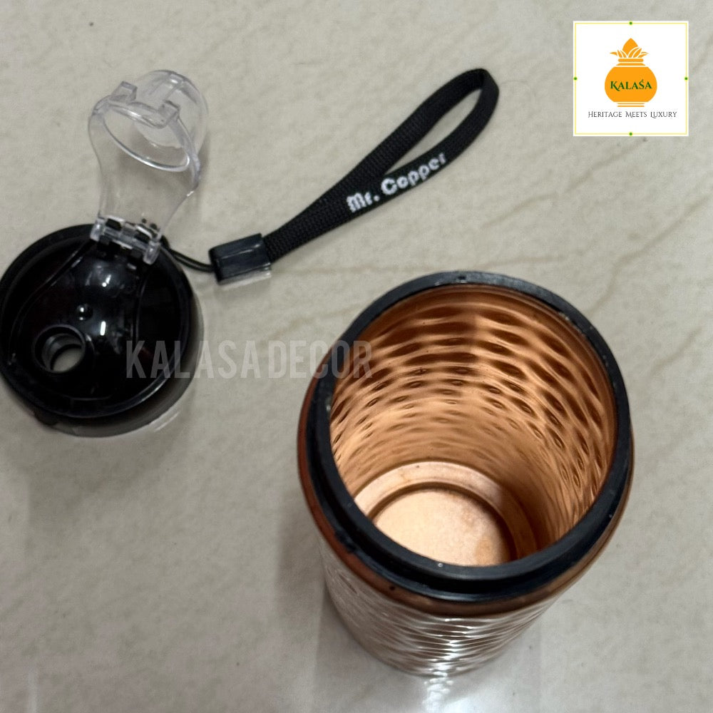 950 ml Pure Copper Water Bottle with Sipper Cap – Ayurvedic Hydration for Active Lifestyles | Kalasa Decor
