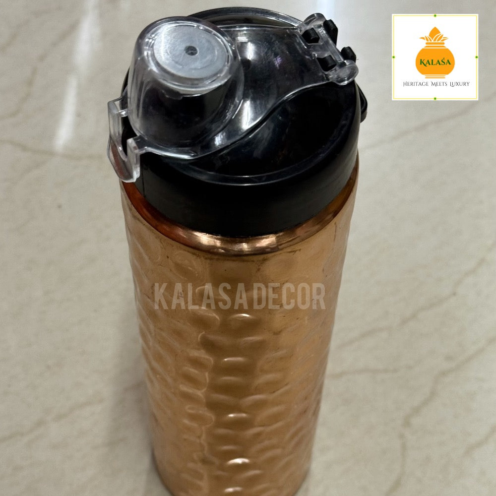 950 ml Pure Copper Water Bottle with Sipper Cap – Ayurvedic Hydration for Active Lifestyles | Kalasa Decor