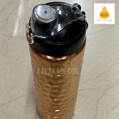 950 ml Pure Copper Water Bottle with Sipper Cap – Ayurvedic Hydration for Active Lifestyles | Kalasa Decor