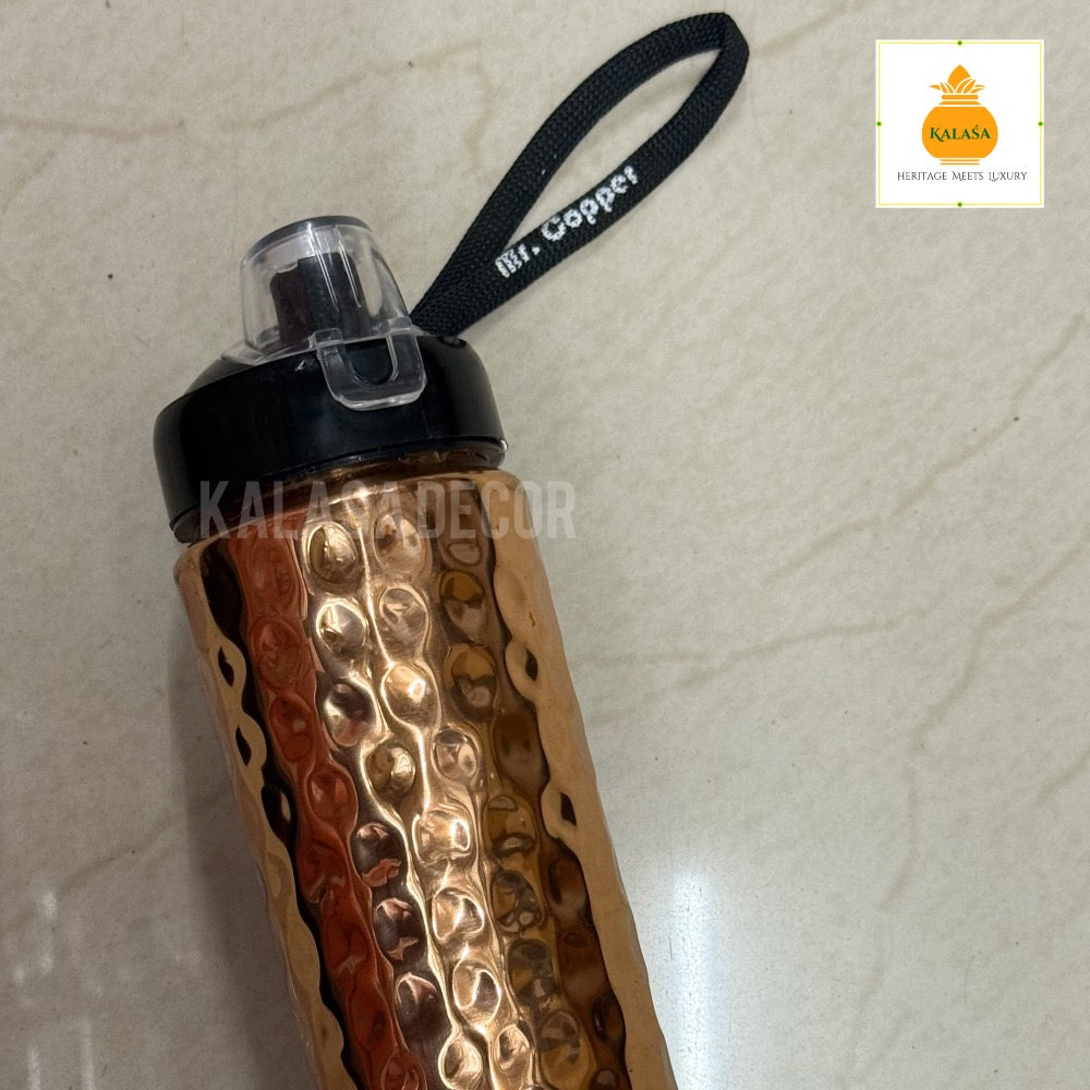 950 ml Pure Copper Water Bottle with Sipper Cap – Ayurvedic Hydration for Active Lifestyles | Kalasa Decor