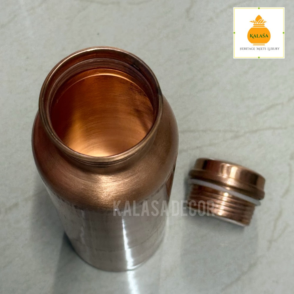 1L Pure Copper Water Bottle with Copper Cap – Ayurvedic Wellness Bottle | Kalasa Decor