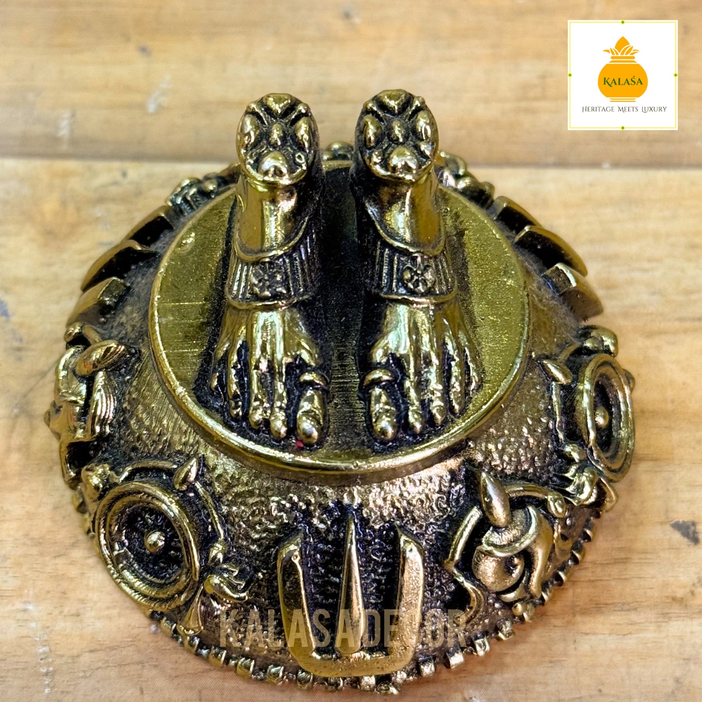 Superfine brass Sri Vaari Padam | Sri Venkateswara Swamy Padam Footprint Showpiece – Pure Brass (2.3 Inch, 100g)