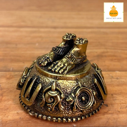 Superfine brass Sri Vaari Padam | Sri Venkateswara Swamy Padam Footprint Showpiece – Pure Brass (2.3 Inch, 100g)