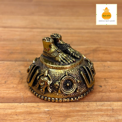 Superfine brass Sri Vaari Padam | Sri Venkateswara Swamy Padam Footprint Showpiece – Pure Brass (2.3 Inch, 100g)