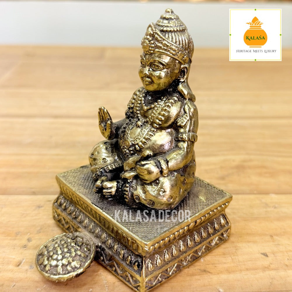Lord Kubera Brass Idol – Super Fine Finish | Lord of Wealth & Prosperity  (3.75 Inch, 240g)