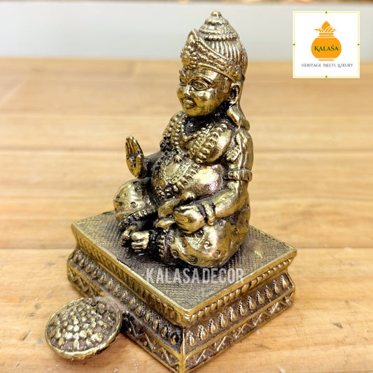Lord Kubera Brass Idol – Super Fine Finish | Lord of Wealth & Prosperity  (3.75 Inch, 240g)