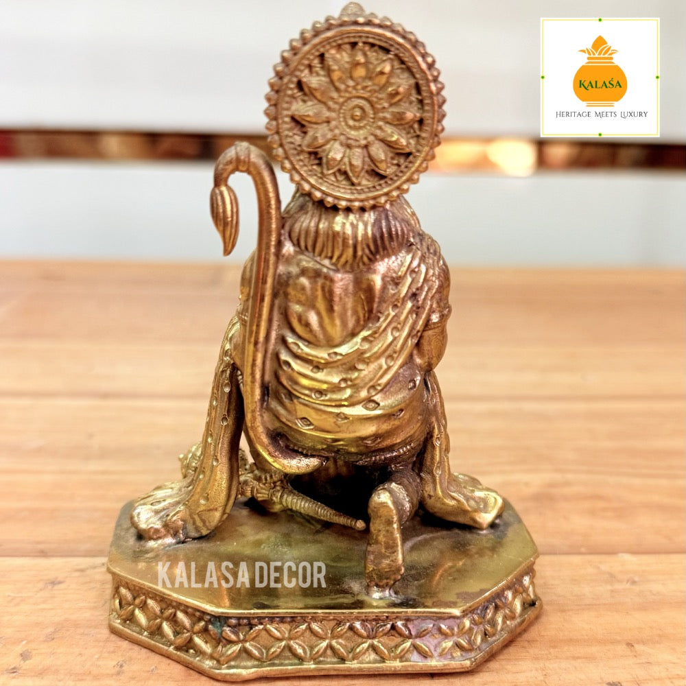 Brass Hanuman Idol – Abhaya Mudra | Super Fine Finish Hanuman Murti for Protection & Strength (4 Inch, 260g)
