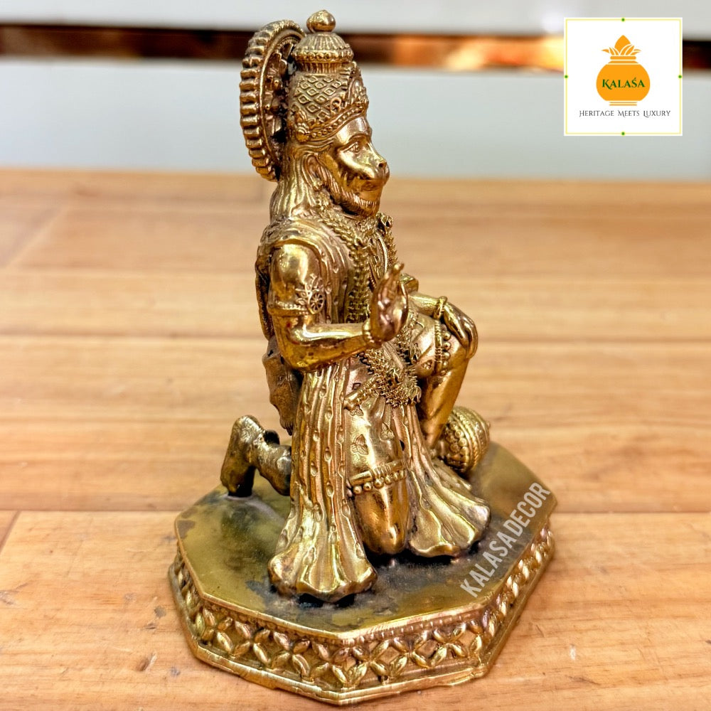 Brass Hanuman Idol – Abhaya Mudra | Super Fine Finish Hanuman Murti for Protection & Strength (4 Inch, 260g)