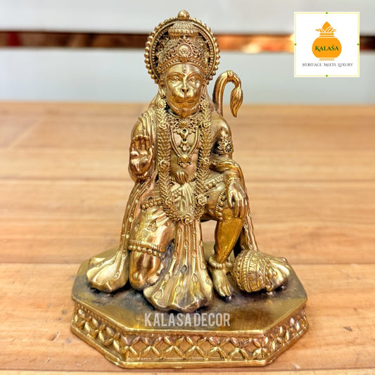 Brass Hanuman Idol – Abhaya Mudra | Super Fine Finish Hanuman Murti for Protection & Strength (4 Inch, 260g)