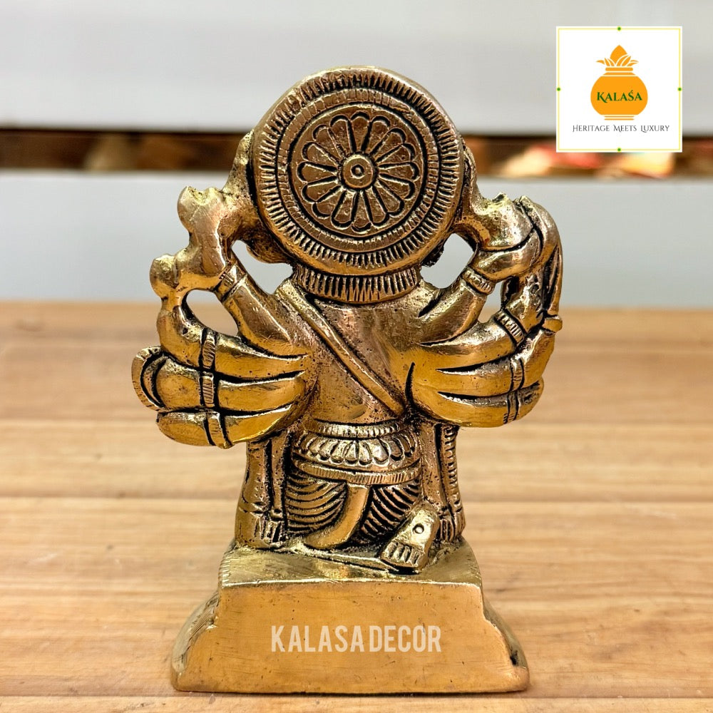 Brass Panchamukhi Hanuman Idol – Kneeling Posture | Pure Brass Murti for Protection & Power (4.75 Inch, 690g)