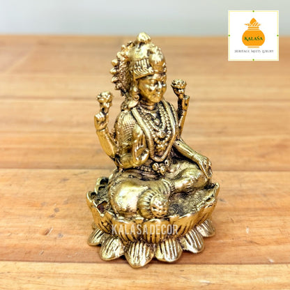 Brass Mahalakshmi Devi Idol – Super Fine Finish | Goddess of Wealth & Prosperity (3 Inch, 120g)