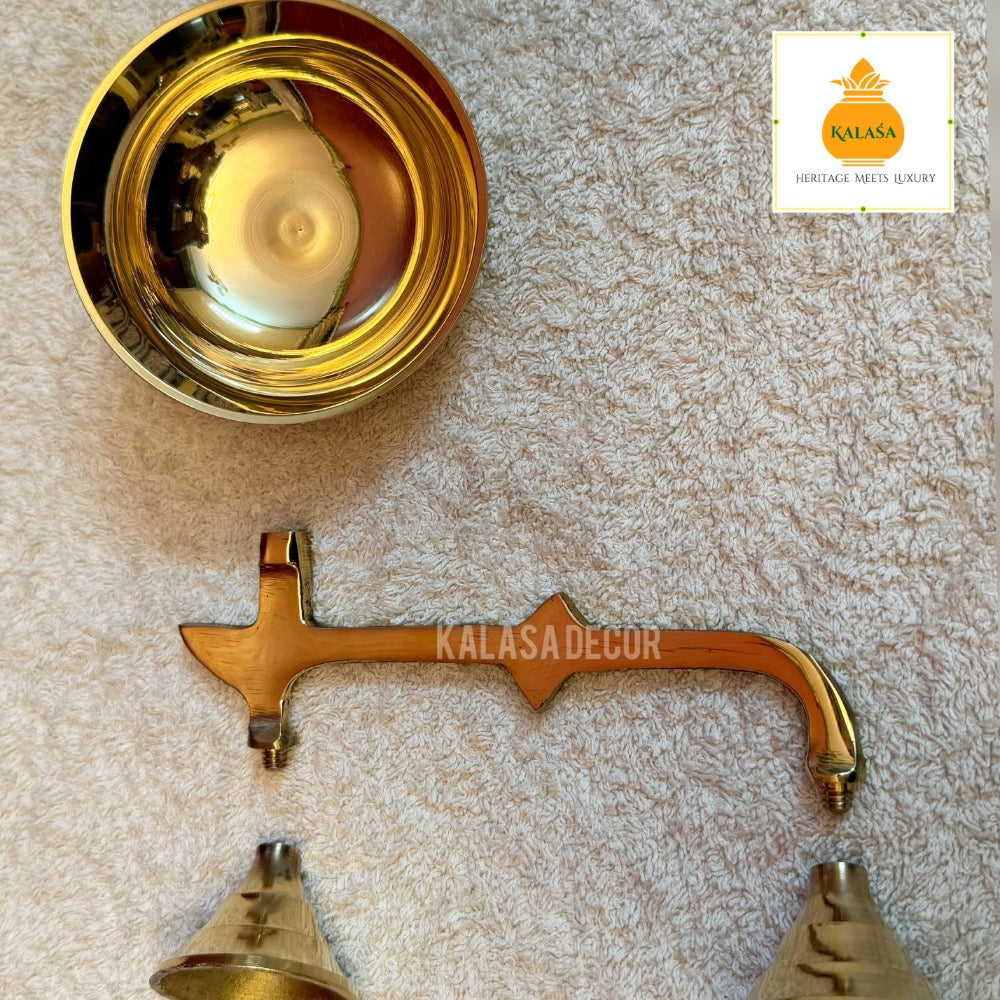 Brass Dhoop Aarti with Easy Assembly – Traditional Puja Accessory (8 Inch Length, 3.5 Inch Height)