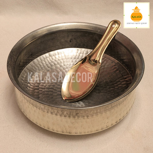 Heavy Brass Biryani Lagaan with Kalai Coating – Hammered Finish | Traditional Cooking Vessel (26 cm & 30 cm Sizes)