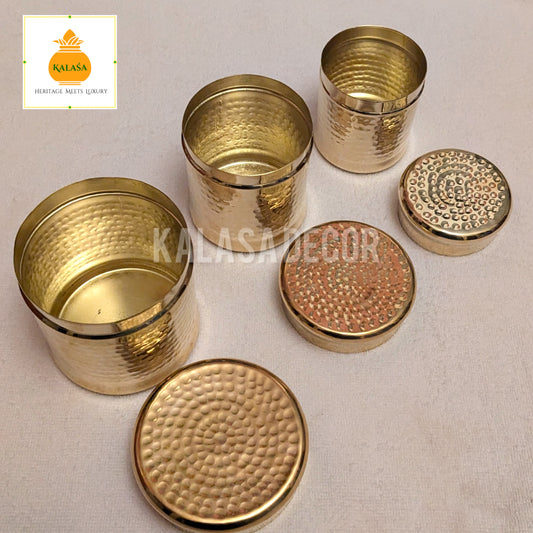 3-Piece Hammered Brass Storage Box Set – Pure Brass Inside & Out | Elegant Multi-Purpose Containers