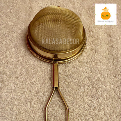 Handcrafted Brass Tea Strainer with Detachable Mesh – Easy to Clean | Kalasa Decor