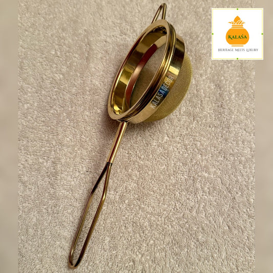 Handcrafted Brass Tea Strainer with Detachable Mesh – Easy to Clean | Kalasa Decor