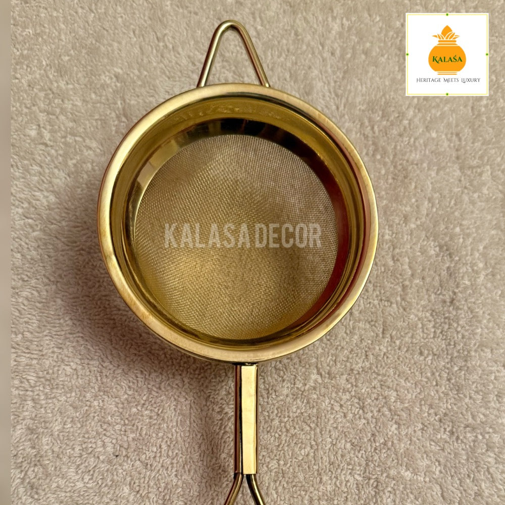 Handcrafted Brass Tea Strainer with Detachable Mesh – Easy to Clean | Kalasa Decor