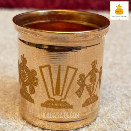 Shanku Chakra Naama Pure Copper Abhishekam Glass – Laser Engraved | Pooja & Sacred Utility | Kalasa Decor