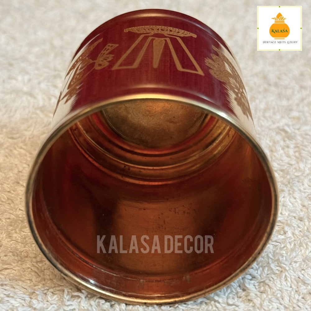 Shanku Chakra Naama Pure Copper Abhishekam Glass – Laser Engraved | Pooja & Sacred Utility | Kalasa Decor