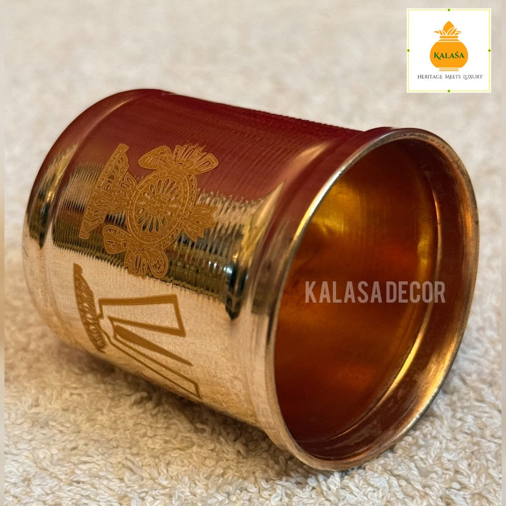 Shanku Chakra Naama Pure Copper Abhishekam Glass – Laser Engraved | Pooja & Sacred Utility | Kalasa Decor
