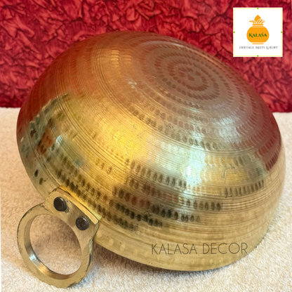 Traditional Hammered Brass Kadai with Kalai Coating (26 cm dia)