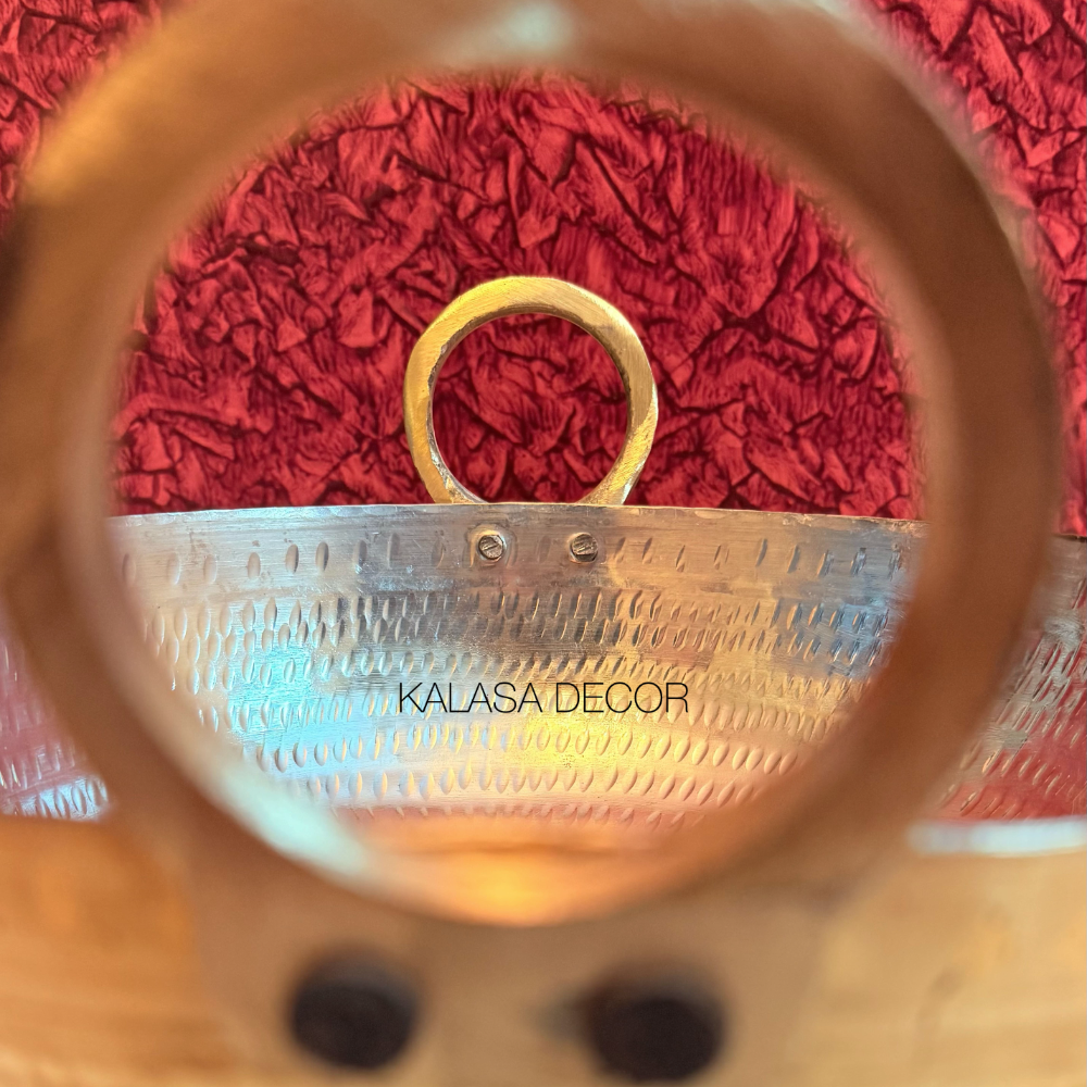 Traditional Hammered Brass Kadai with Kalai Coating (26 cm dia)