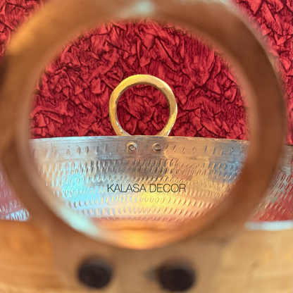 Traditional Hammered Brass Kadai with Kalai Coating (26 cm dia)