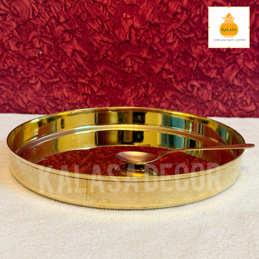 Premium Brass Thali Plate with Spoon