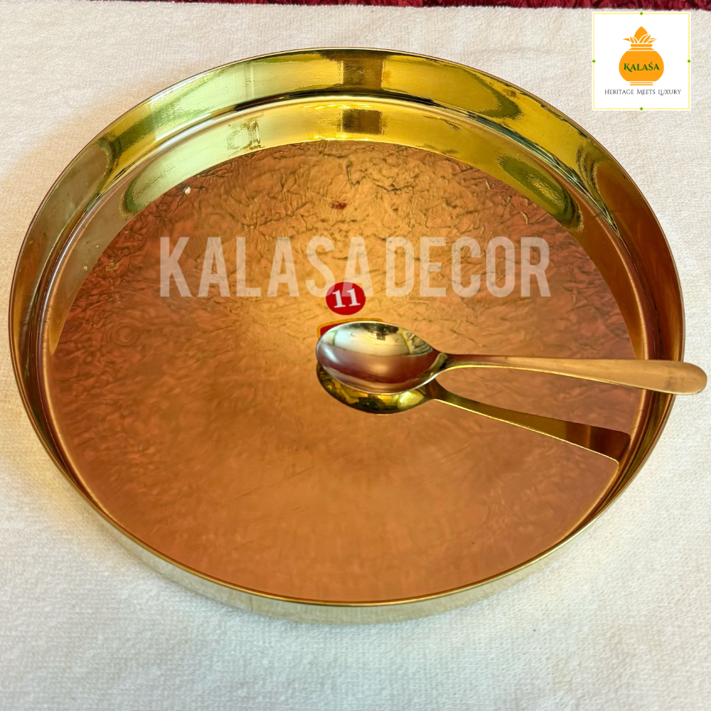 Premium Brass Thali Plate with Spoon